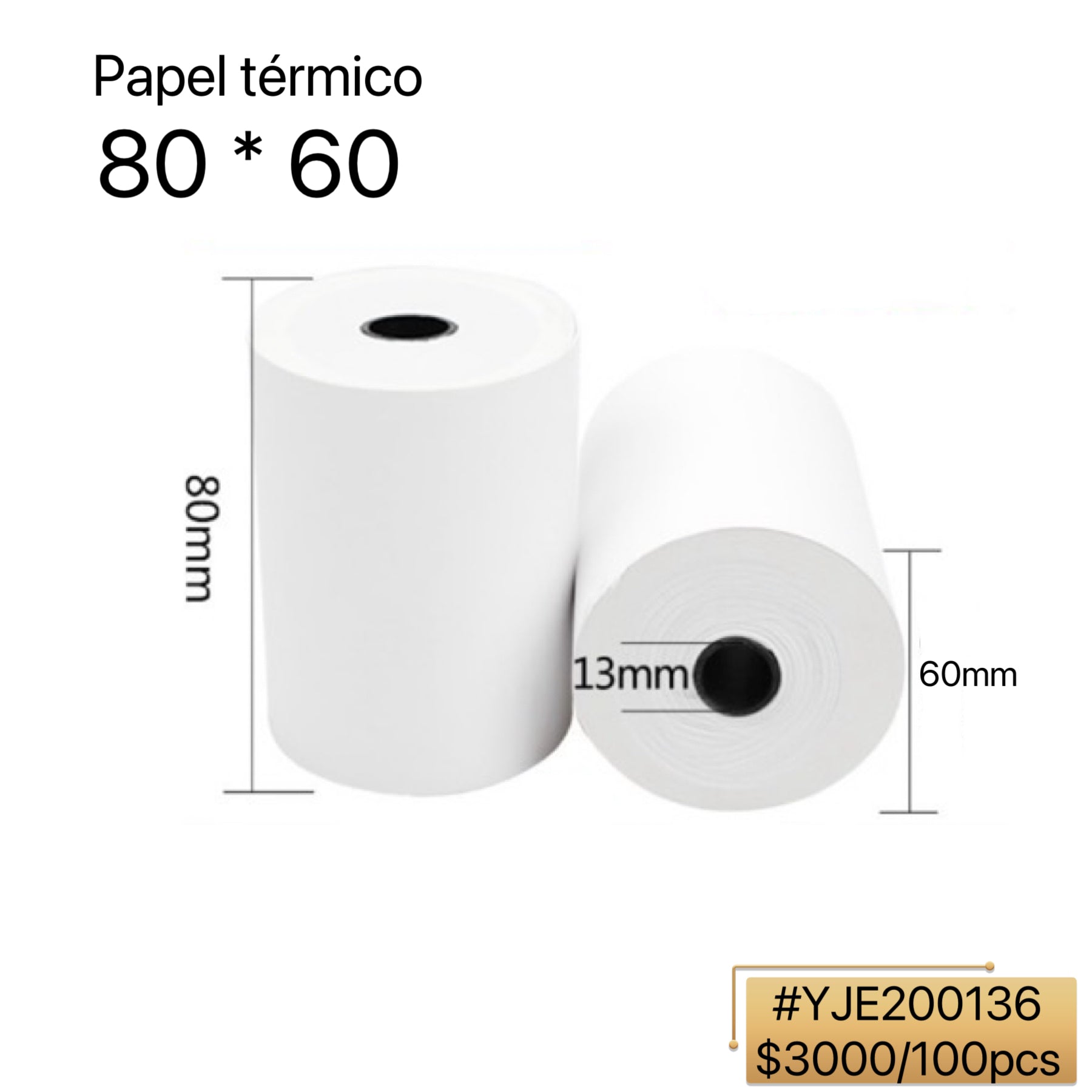 PAPEL TERMICO 80*60MM(100 ROLLO)