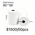 PAPEL TERMICO 80*60MM(50ROLLO) $1500