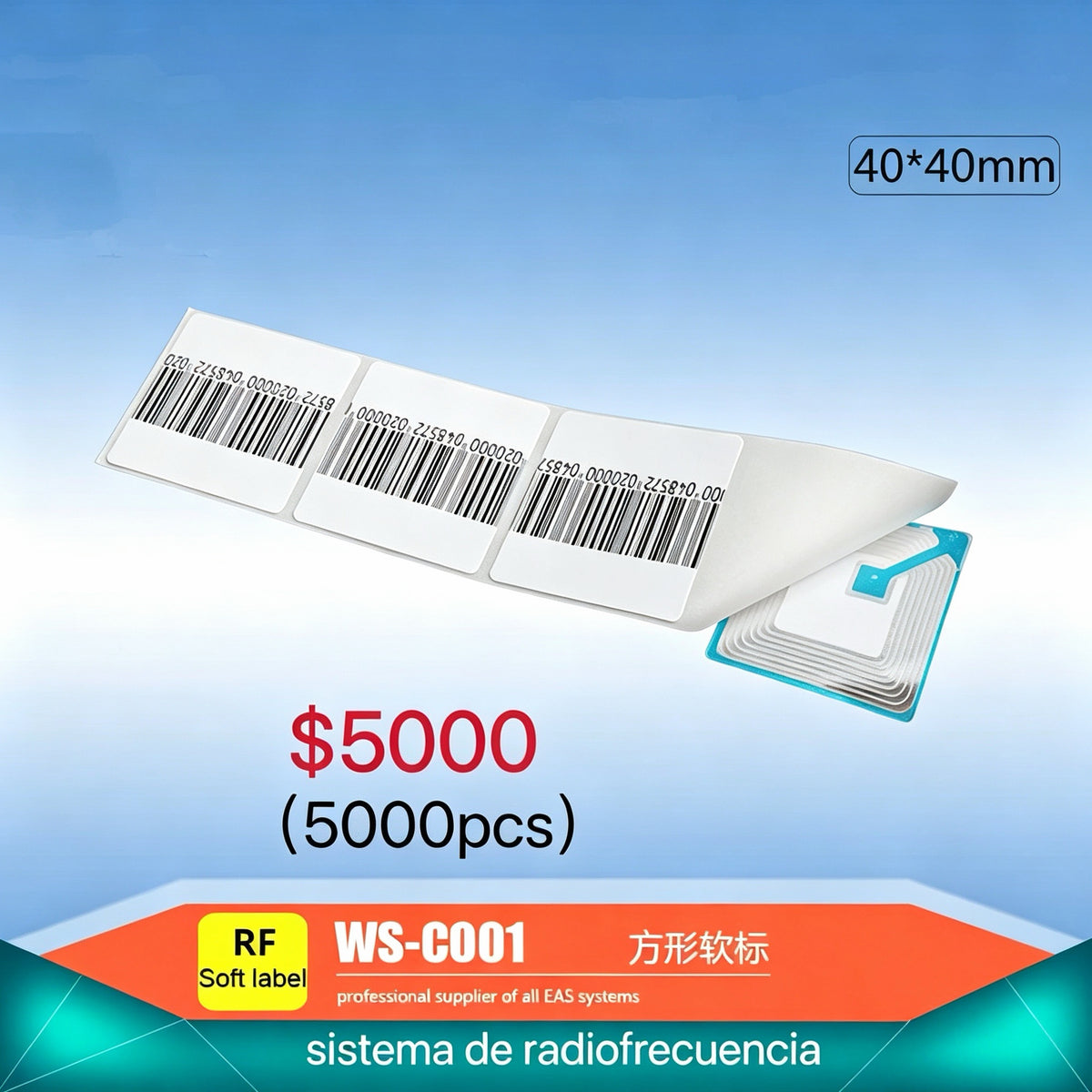 软标A-ADHESIVO ANTIRROBO DE ETIQUETA BLANDA(5000PCS) $5000 UNcaja por 4 paquete